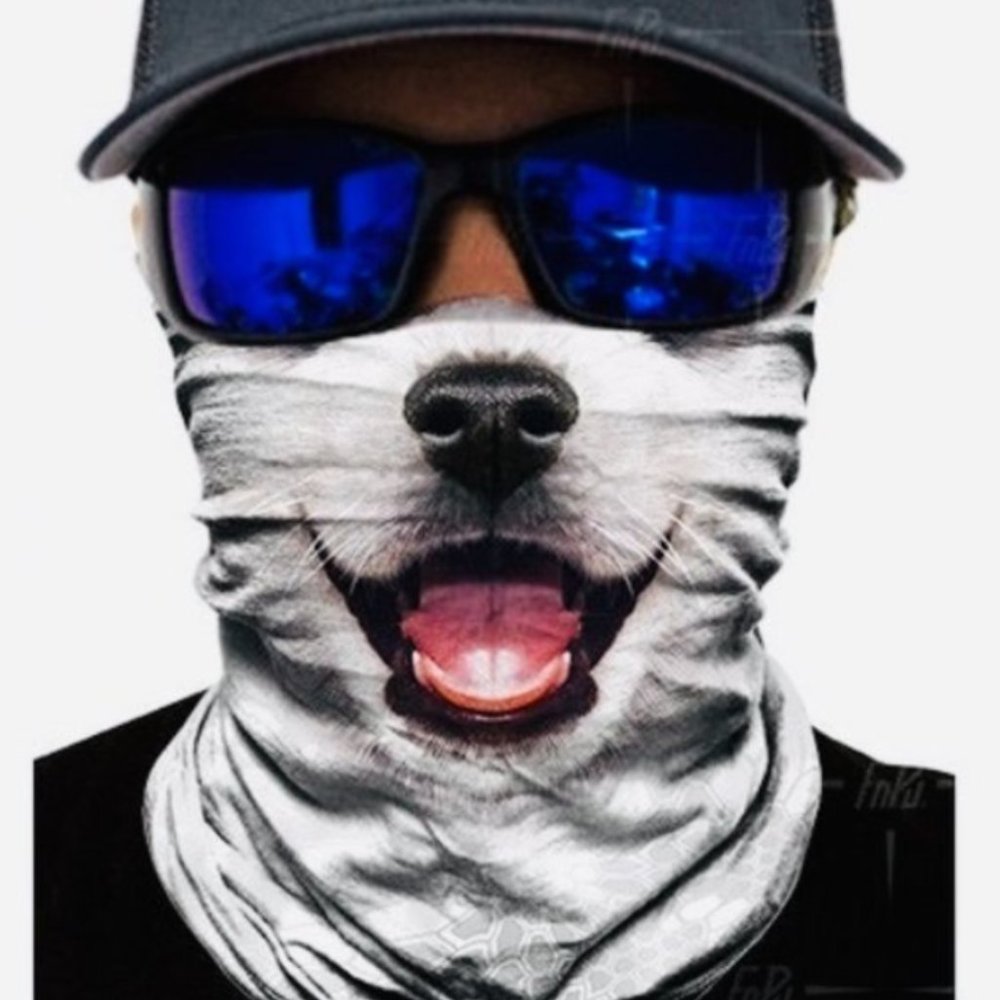 Unisex 2pcs Face Mask Scarf, Skull and Dog- OS